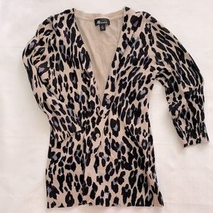 Leopard print 3/4 sleeve cardigan